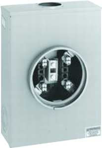 Square D URTRS213B Meter Socket, 1-Phase, 200 A, 600 V, 4-Jaw, Overhead, Underground Cable Entry, NEMA 3R Enclosure