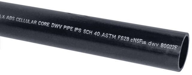 JM Eagle 27425 Pipe, 2 in, 20 ft L, DWV, Solvent Weld, SCH 40 Schedule, ABS, Black