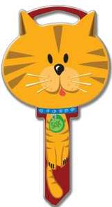 Lucky Line Key Shapes Series B115K Key Blank, Cat, Brass, Enamel-Coated, For: Kwikset Locks, Pack of 5