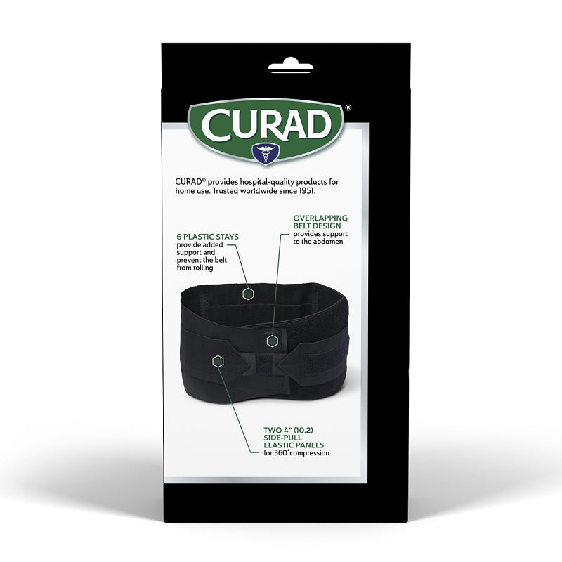 Curad ORT22000D Back Support, One-Size, Fits to Waist Size: 33 to 48 in, Hook and Loop