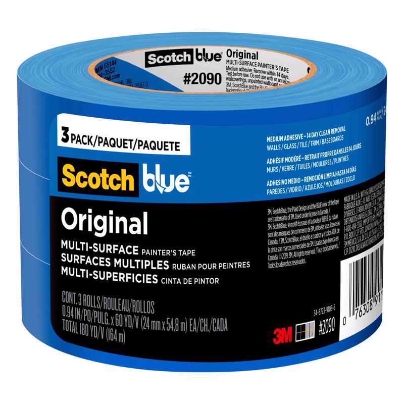 ScotchBlue .94 in. W X 60 yd L Blue Medium Strength Original Painter's Tape 3 pk