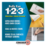 Zinsser Bulls-Eye 1-2-3 White Water-Based Styrenated Acrylic Primer and Sealer 1 qt, Pack of 6