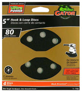 Gator 7722 Sanding Disc, 5 in Dia, 80 Grit, Medium, Zirconium Oxide Abrasive, Vented