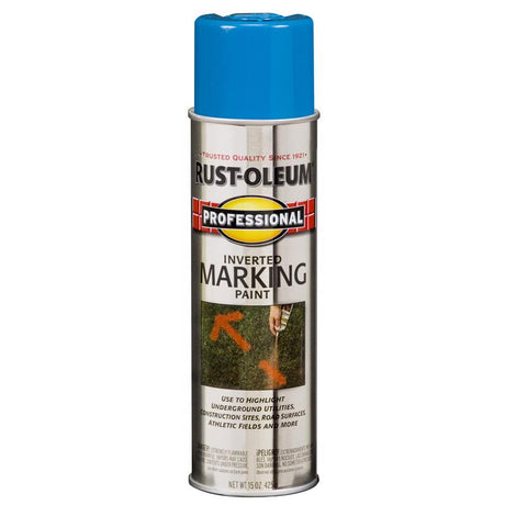 Rust-Oleum Professional Caution Blue Inverted Marking Paint 15 oz, Pack of 6