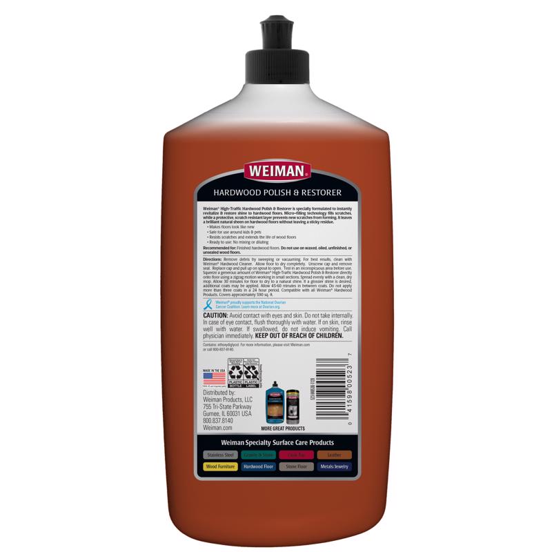 Weiman High Traffic High Gloss Hardwood Floor Polish & Restorer Liquid 32 oz, Pack of 6