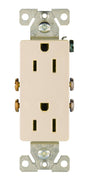 Eaton Wiring Devices 1107LA Duplex Receptacle, PVC, Light Almond, 2-Pole, 15 A, 125 V, Back, Side Wiring, NEMA: 5-15R