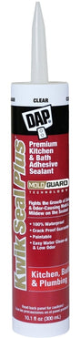 DAP KWIK SEAL PLUS 18516 Adhesive Sealant, Clear, 24 hr Curing, -20 to 150 deg F, 10.1 oz Tube