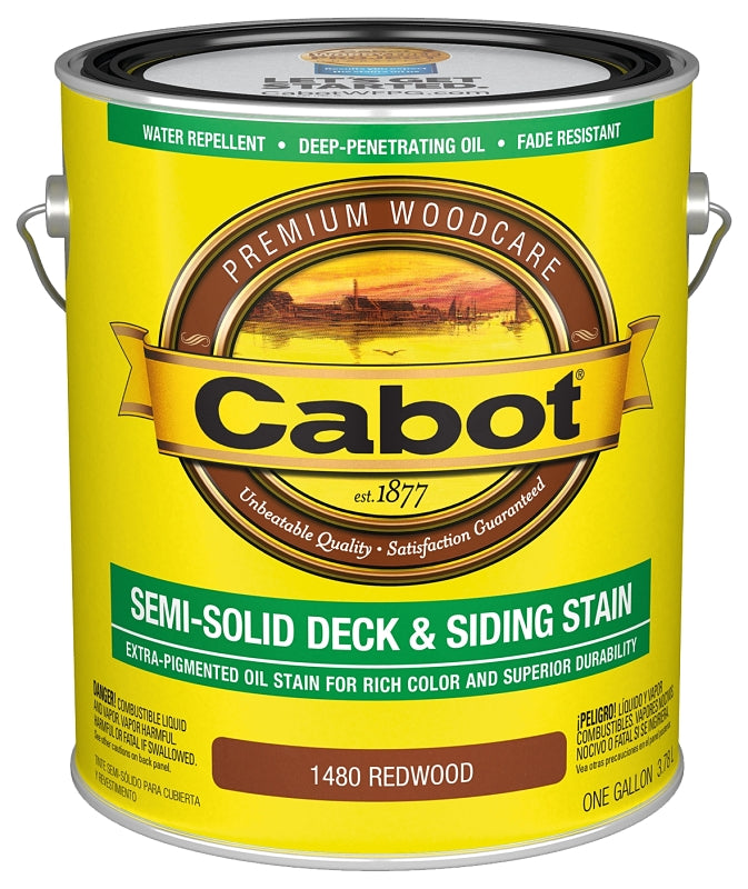 Cabot 1400 Series 140.0001480.007 Semi-Solid Stain and Sealer, Natural Flat, Redwood, Liquid, 1 gal, Pack of 4