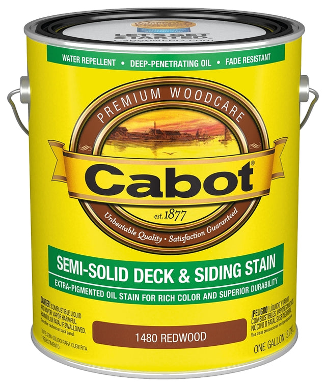 Cabot 1400 Series 140.0001480.007 Semi-Solid Stain and Sealer, Natural Flat, Redwood, Liquid, 1 gal, Pack of 4