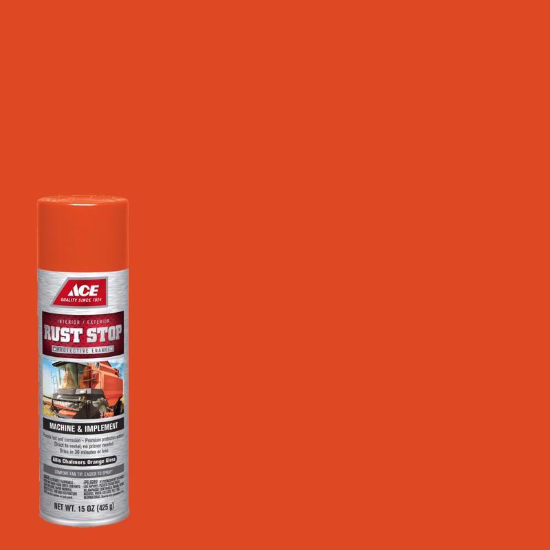 Ace Rust Stop Machine & Implement Gloss Allis Chalmers Orange Protective Enamel Spray Paint 15 oz, Pack of 6