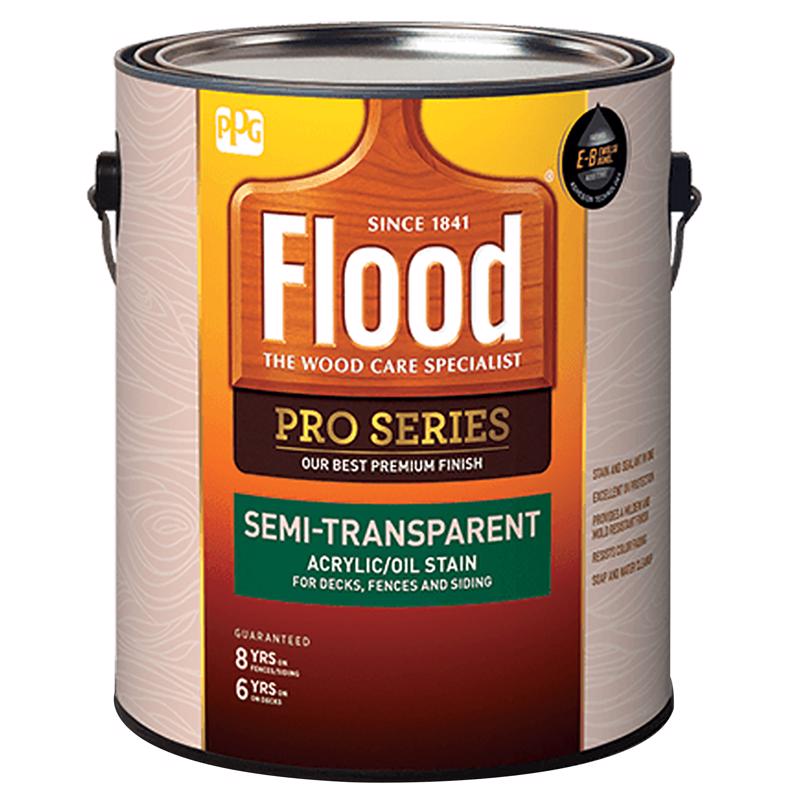 Flood Pro Series Semi-Transparent Flat White Neutral Base Acrylic/Oil Wood Stain 1 gal, Pack of 4