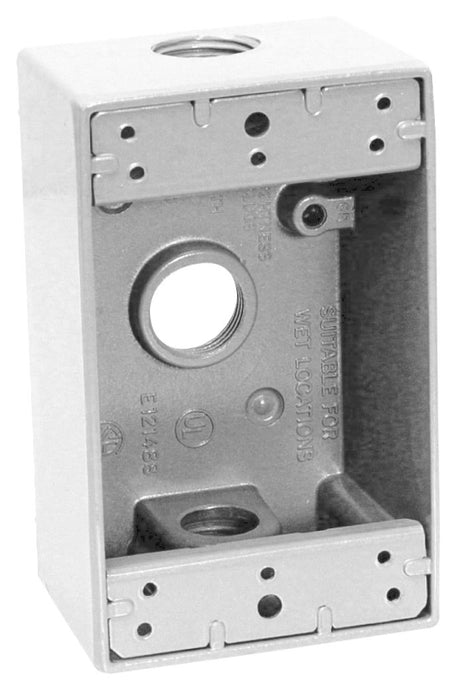 Teddico/Bwf 1503W-1 Outlet Box, 97.3 cu-in, 3-1/2 in, 1-Gang, 3-Knockout, Metal, White, Powder-Coated