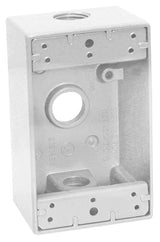 Teddico/Bwf 1753W-1 Outlet Box, 1-Gang, 3-Knockout, 3-3/4 in, Metal, White, Powder-Coated