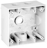 Teddico/Bwf 2504W-1 Outlet Box, 2-Gang, 4-Knockout, 4-1/2 in, Metal, White, Powder-Coated