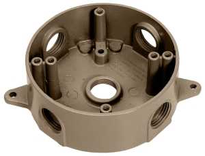 Teddico/Bwf 3505AB-1 Outlet Box, 117.3 cu-in, 5-1/2 in, 5-Knockout, Metal, Bronze, Powder-Coated