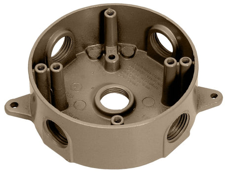 Teddico/Bwf 3505AB-1 Outlet Box, 117.3 cu-in, 5-1/2 in, 5-Knockout, Metal, Bronze, Powder-Coated