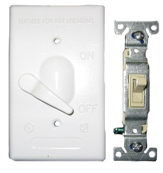 BWF 611W-1 Toggle Switch Cover, 4-9/16 in L, 2-13/16 in W, Metal, White, Powder-Coated