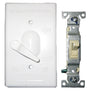 BWF 611W-1 Toggle Switch Cover, 4-9/16 in L, 2-13/16 in W, Metal, White, Powder-Coated