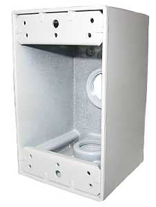 Teddico/Bwf B-5WV Outlet Box, 18.3 cu-in, 3-1/2 in, 1-Gang, 3-Knockout, Metal, White, Powder-Coated
