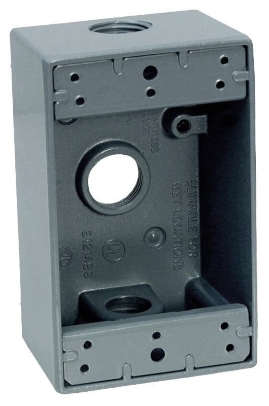 Orbit 1B75 Series 1B75-3 Weatherproof Box, 1-Gang, 2-3/4 in W, 2 in D, 4-1/2 in H, 1-Knockout, Screw Mounting, NEMA 3R