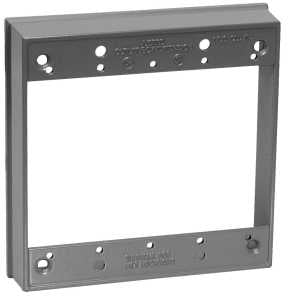 Teddico/Bwf EXR-2V Outlet Box Extension, 4-9/16 in L, 1 in W, 2-Gang, Metal, Gray, Powder-Coated