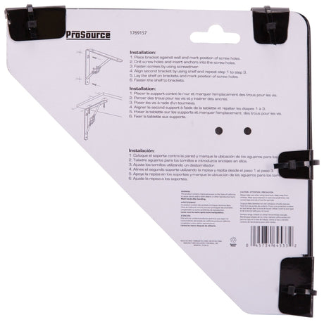 ProSource SB-017PS Decorative and Elegant Shelf Bracket, 220 lb/Pair, 8 in L, 8 in H, Steel, Black