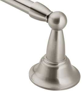 Moen DN6824BN Towel Bar, 3.44 in Projection, 26.38 in OAL, 3.44 in OAW, 24 in L Rod, Brass, Brushed Nickel, Surface