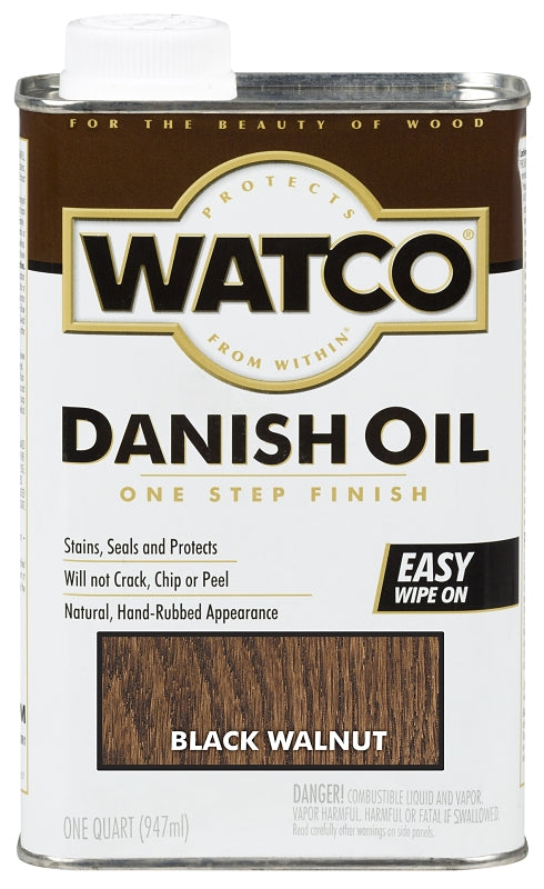 WATCO 65341 Danish Oil, Black/Walnut, Liquid, 1 qt, Can