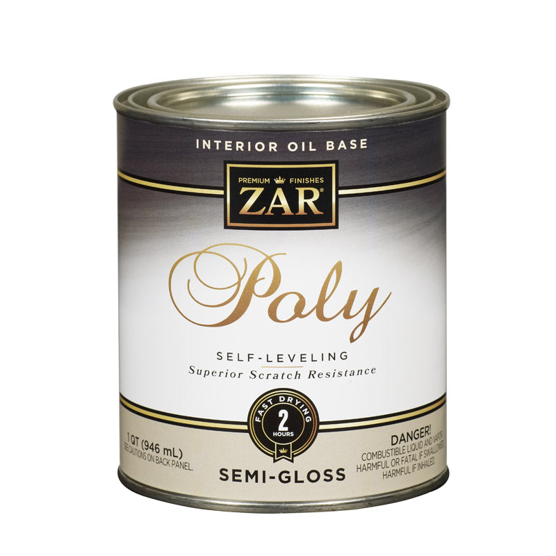 ZAR 33012 Polyurethane, Semi-Gloss, Liquid, Clear, 1 qt, Can, Pack of 4