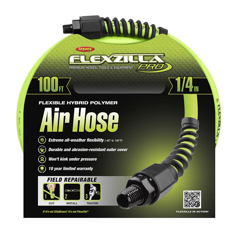 Legacy Flexzilla Pro 100 ft. L X 1/4 in. D Hybrid Polymer Air Hose 300 psi Zilla Green