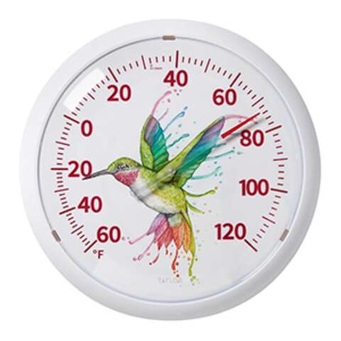 Taylor Hummingbird Dial Thermometer Plastic White 13.25 in., Pack of 4