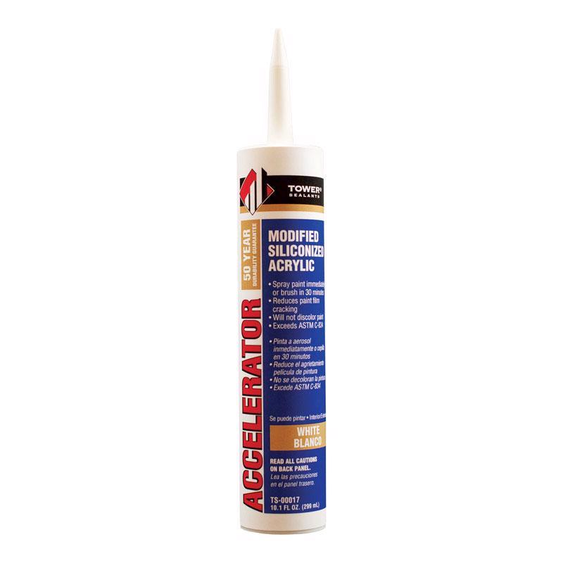 Tower Sealants Accelerator White Modified Siliconized Acrylic Sealant 10.1 oz, Pack of 12