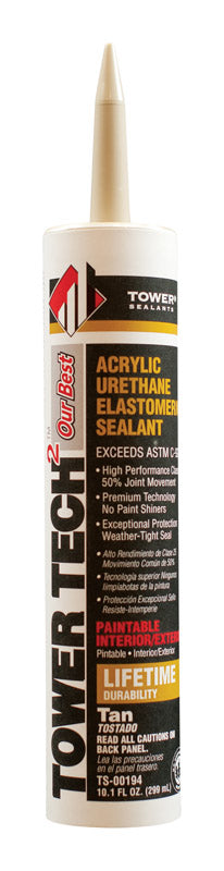 Tower Sealants Tower Tech2 TS-00194 Sealant, Tan, 60 min Curing, -40 to 180 deg F, 10.1 fl-oz Cartridge, Pack of 12