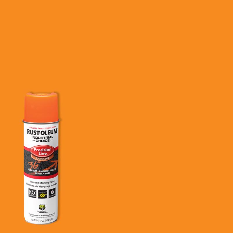 Rust-Oleum Industrial Choice Fluorescent Orange Inverted Marking Paint 17 oz, Pack of 6