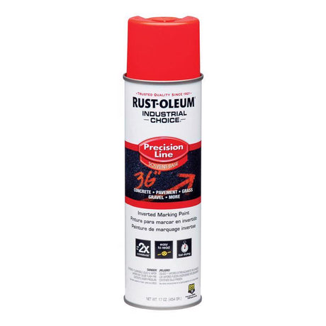 Rust-Oleum Industrial Choice Gloss Fluorescent Red-Orange Marking Paint 17 oz, Pack of 12