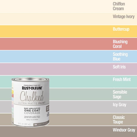 Rust-Oleum Chalked Ultra Matte Light Tint Base Water-Based Acrylic Chalk Paint 30 oz, Pack of 2