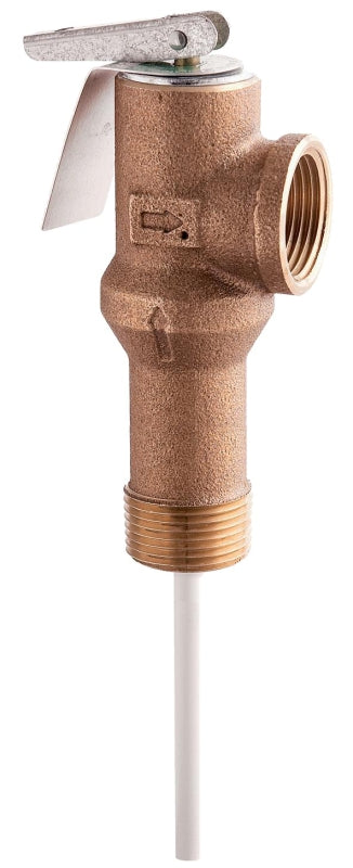 WATTS L100XL Series 66133 Relief Valve, 3/4 in, MNPT x FNPT, Bronze Body