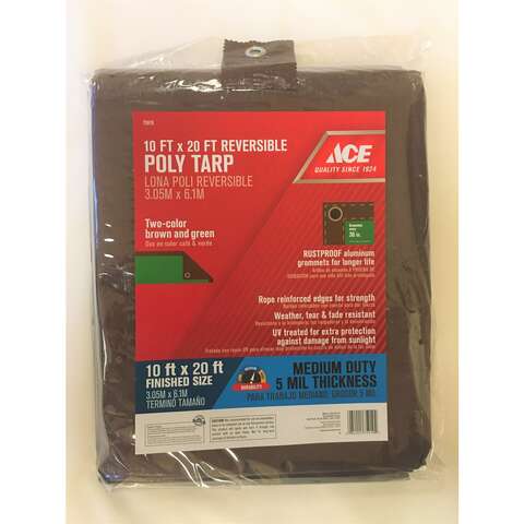 Ace 10 ft. W X 20 ft. L Medium Duty Polyethylene Tarp Brown/Green