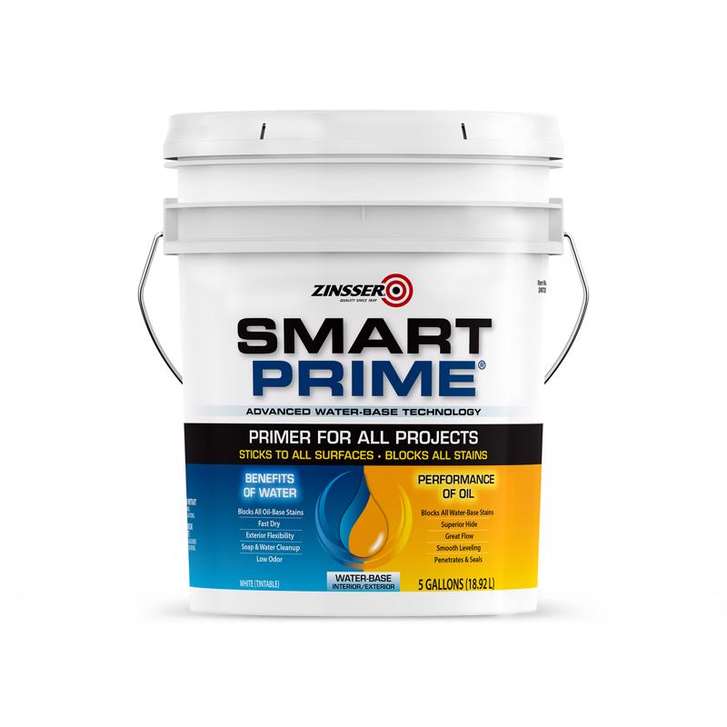 Zinsser Smart Prime White Water-Based Acrylic Stain Blocking Primer 5 gal