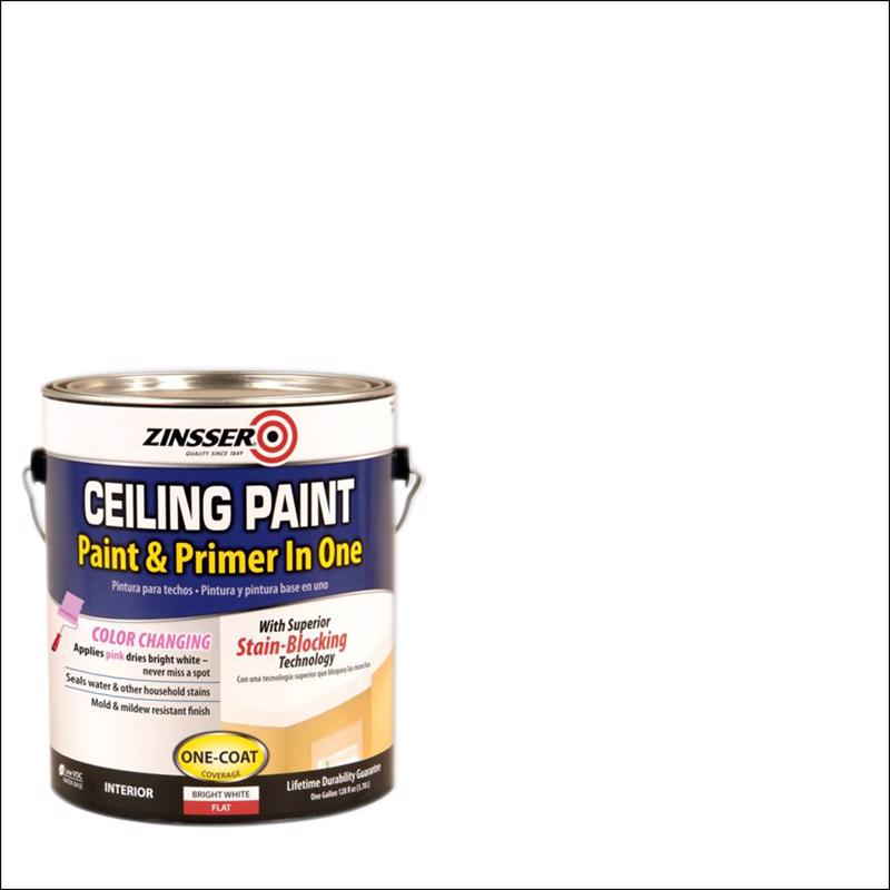 Zinsser Flat Bright White Water-Based Ceiling Paint and Primer in One Interior 1 gal, Pack of 2