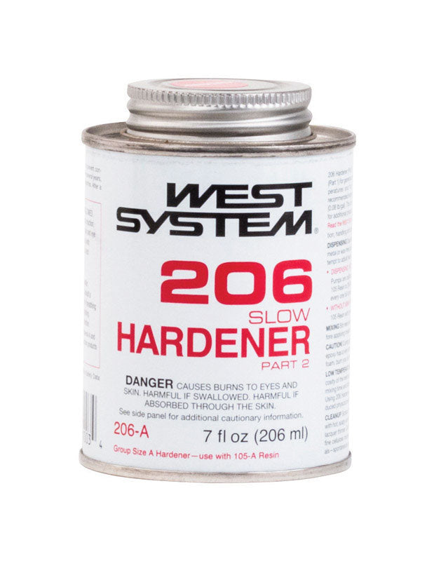West System 206 Hardener Extra Strength Epoxy Clear Slow Hardener Curing Agent 7 oz