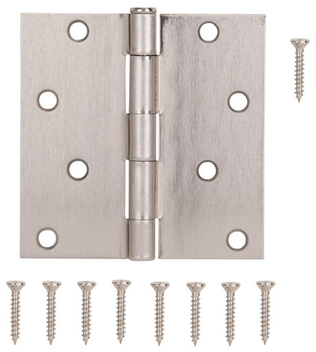 ProSource 20339SNX Square Corner Door Hinge, Steel, Satin Nickel, Loose Pin, 180 deg Range of Motion