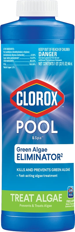 Clorox 42232CLX Algae Eliminator, 32 oz, Liquid, Blue/Green