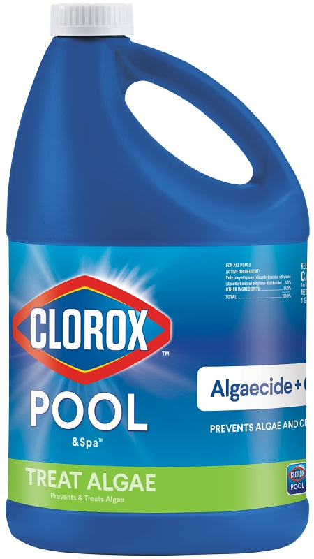 Clorox 42128CLX Algaecide and Clarifier, 128 oz, Liquid, Blue/Green, Pack of 4