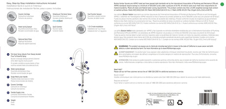 Boston Harbor FP4AF272BL Contemporary Pull-Down Kitchen Faucet, 1.8 gpm, 1-Handle, 1 or 3-Faucet Hole