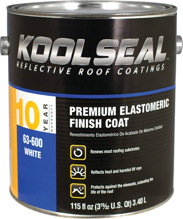 Kool Seal KS0063600-16 Elastomeric Roof Coating, White, 1 gal Pail, Liquid, Pack of 4