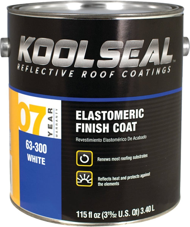 Kool Seal KS0063300-16 Elastomeric Roof Coating, White, 0.9 gal Pail, Liquid, Pack of 4