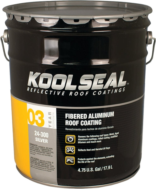 Kool Seal KS0024300-20 Roof Coating, Silver, 5 gal Pail, Liquid, Silver