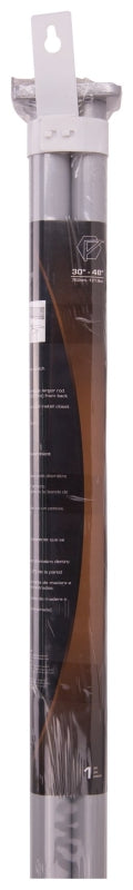 ProSource 21013ZCX-PS Adjustable Closet Rod, 30 to 48 in L, Steel, Silver