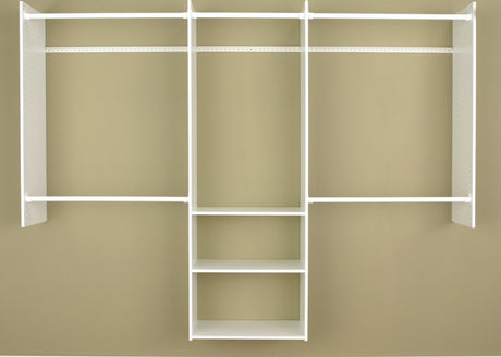 Easy Track RB1460 Series Deluxe Starter Closet, White, 48 to 96 in W, 84 in H, 3-Shelf
